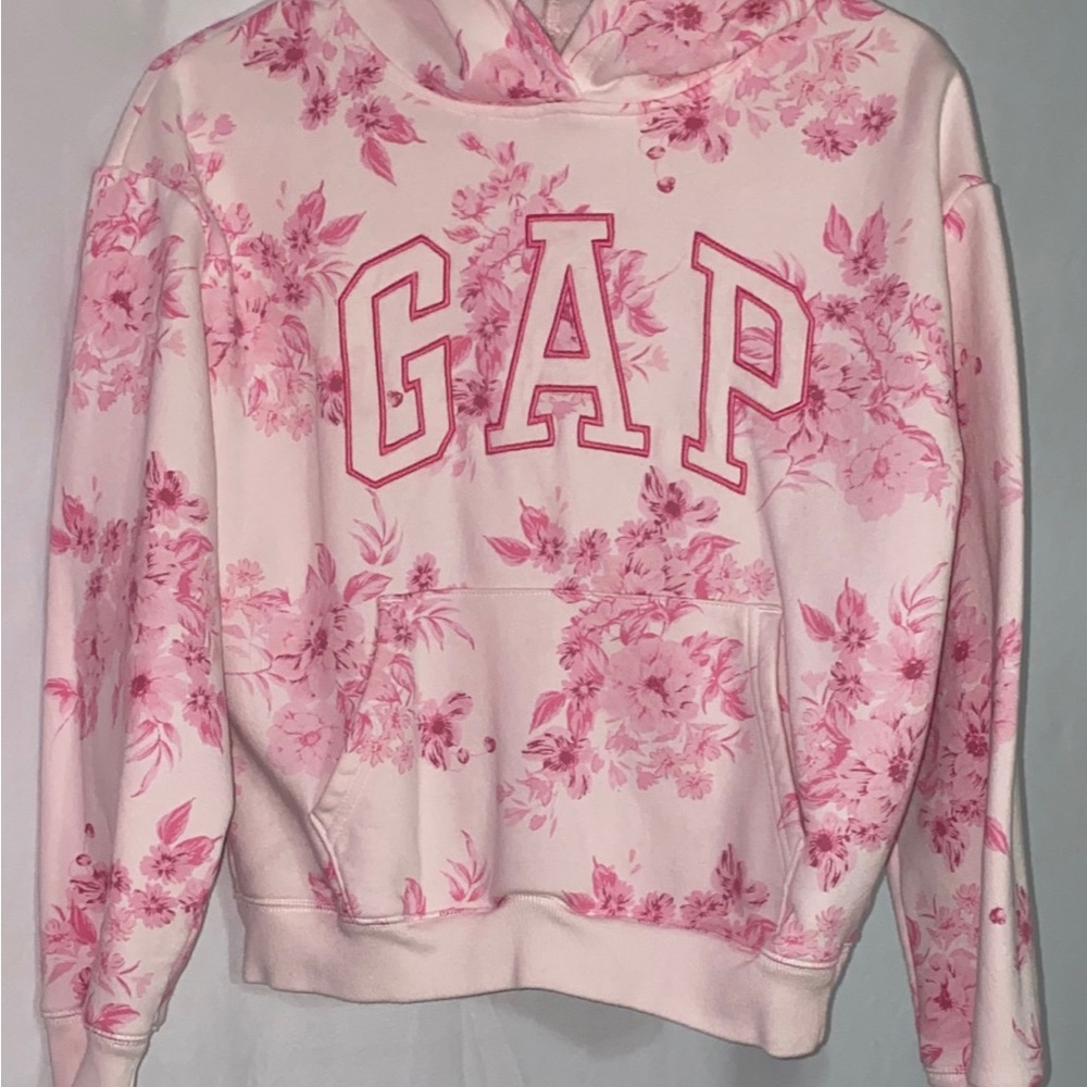 GAP kids Pink Floral Logo Hoodie